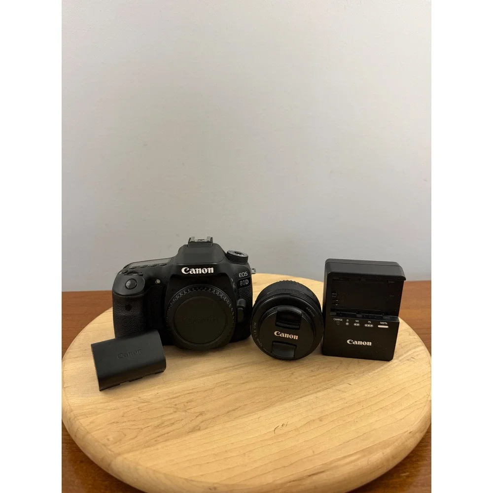 Canon EOS 80D 24.2MP DSLR Camera w/ EF 50mm f/1.8 STM Lens, Battery & Charger